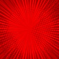 Abstract comic red background for style pop art design. Retro burst template backdrop. Light rays effect. Royalty Free Stock Photo