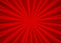 Abstract comic red background for style pop art design. Retro burst template backdrop. Light rays effect. Royalty Free Stock Photo