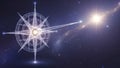Abstract Compass Star Guiding Light in Dark Space Royalty Free Stock Photo