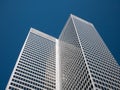 Abstract and Complex Blue Skyscraper Structure Downtown in Montreal with Sky in Background Royalty Free Stock Photo