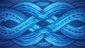 Abstract blue interwoven wavy ribbons with geometric patterns Royalty Free Stock Photo
