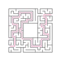 Abstract complex labyrinth. Black stroke on a white background. An interesting puzzle game for children. Vector illustration. With