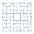 Abstract complex square isolated labyrinth. Blue color on a white background. An interesting game for children and adults. Simple