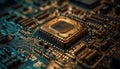 Abstract complexity of computer chip circuit board in semiconductor industry generated by AI