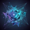 Abstract composed of interconnected triangles and polygons in vibrant blues Royalty Free Stock Photo