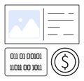 Digital Payment Concept with Binary Code, Image Placeholder, and Dollar Currency Symbol Royalty Free Stock Photo