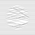 Abstract composition. Black and white illustration. Parallel lines intersect in a circle. Vector design texture Royalty Free Stock Photo