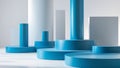 Abstract Composition of Blue Cylindrical Platforms and Column Royalty Free Stock Photo