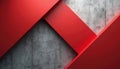 Abstract composition with bold red geometric planes overlapping textured gray concrete surface. Sharp angles and vibrant color Royalty Free Stock Photo