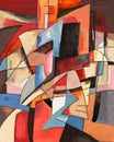 Abstract painting in bright colors corners, triangular shapes