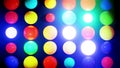 Abstract composition of colorful balls in plane, which randomly light up and reflect in each other. Multicolored spheres Royalty Free Stock Photo