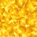 Abstract composition with 3d spheres cluster. Yellow glossy bubbles. Vector realistic illustration of balls. Trendy banner or