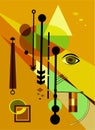 Abstract composition , fancy colorful shapes , green , yellow 20-05