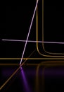 Abstract Geometric Lines in Purple and Gold on Black Background Royalty Free Stock Photo