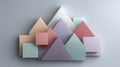Abstract composition featuring a mountain range simulation built from overlapping pastel colored geometric shapes creating depth Royalty Free Stock Photo