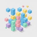 The cubes are in pastel shades of blue yellow pink green and purple Royalty Free Stock Photo