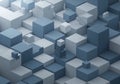 Abstract composition featuring a complex arrangement of interlocking cubes in shades of blue and Royalty Free Stock Photo
