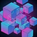 Lines create geometric connections between the cubes enhancing Royalty Free Stock Photo