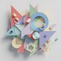 Abstract composition featuring interlocking geometric shapes in pastel hues Royalty Free Stock Photo