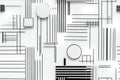 Abstract composition featuring intersecting lines, circles, and squares creating a dynamic visual pattern Royalty Free Stock Photo