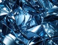 An abstract, futuristic composition featuring a complex interplay of crystalline, reflective surfaces in varying shades of blue. Royalty Free Stock Photo