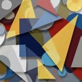 Include triangles, circles, and rectangles, creating a layered, Royalty Free Stock Photo