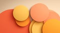 Abstract composition featuring overlapping three dimensional paper cut circles in warm shades of orange yellow and beige creating Royalty Free Stock Photo