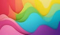 Abstract composition featuring smooth, undulating waves of color. Layers