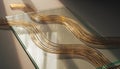 Abstract Golden Waves on Glass Surface Royalty Free Stock Photo