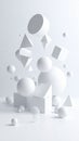 Abstract Composition of Floating 3D White Geometric Shapes with Minimalist Design Royalty Free Stock Photo