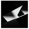 Abstract composition with geometric shapes in monochrome. Features overlapping