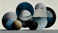 Abstract composition of geometric shapes in muted tones.png Royalty Free Stock Photo
