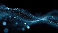 Abstract Blue Digital Wave of Glowing Particles and Bokeh Lights Royalty Free Stock Photo