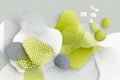 Abstract composition with green and grey organic shapes and floral elements Royalty Free Stock Photo