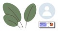 Abstract Composition with Green Leaves, Profile Icon, and Data Analysis Elements Royalty Free Stock Photo