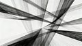 An abstract composition of intersecting black and white lines creating a dynamic geometric pattern with a sense of depth and Royalty Free Stock Photo