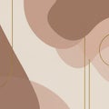 Abstract composition with overlapping geometric shapes in soft brown and beige
