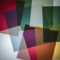 Abstract composition of overlapping translucent colored papers creating a vibrant and layered visual effect Royalty Free Stock Photo