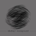 Abstract composition of round shape. Background of different wavy lines. Black pattern on a gray background, vector illustration