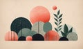 Abstract composition of rounded shapes scene. Minimalistic cute style. Created with generative AI tools