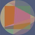 Abstract composition with simple colorful geometric circle and triangular shapes