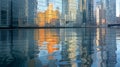 An abstract composition of skyscraper reflections, creating a dynamic urban landscape Royalty Free Stock Photo