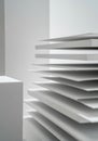 Abstract composition of stacked white sheets creating a modern aesthetic Royalty Free Stock Photo