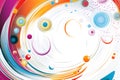 Abstract Composition with Swirling Lines and Multicolored Circles Royalty Free Stock Photo