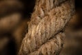 Abstract composition, texture details of thick and strong rope isolated on blurred background Royalty Free Stock Photo