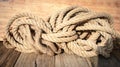 Abstract composition, texture details of thick and strong rope isolated on blurred background Royalty Free Stock Photo