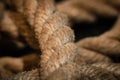 Abstract composition, texture details of thick and strong rope isolated on blurred background Royalty Free Stock Photo