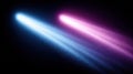 An abstract composition of two glowing beams of light in a dark space with a textured effect. Royalty Free Stock Photo