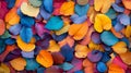 Abstract Composition of Vibrant Multicolored Autumn Leaves Creating a Textured Royalty Free Stock Photo