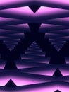 Abstract composition with violet colored zigzag pattern. Geometric art background. 3d rendering digital illustration